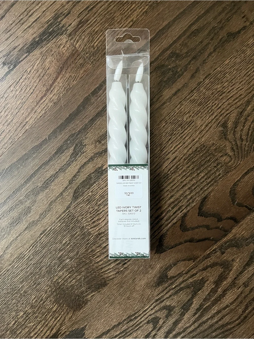 Kirklands Ivory Twist LED Taper Candles - Set of 2 NWT batteries not included